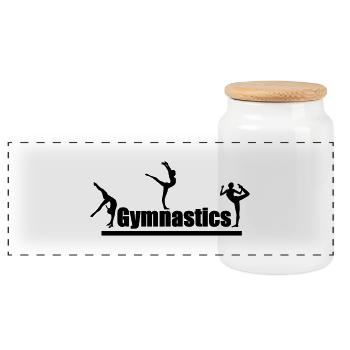 gymnastic - Panoramic Cookie Jar with Wooden Lid - white - Front