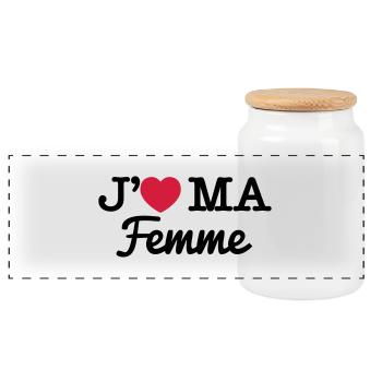 J'aime ma femme - Boîte à biscuits avec couvercle en bois - blanc - Devant