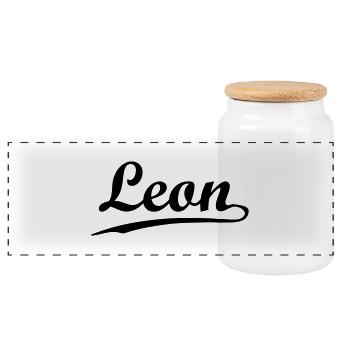 leon - Panorama Keksdose mit Holzdeckel - Weiß - Vorne