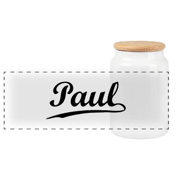 paul - Panorama Keksdose mit Holzdeckel - Weiß - Vorne