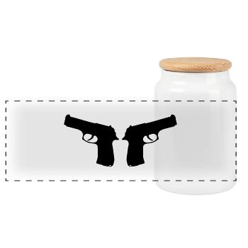 gun_1 - Panorama Keksdose mit Holzdeckel - Weiß - Vorne