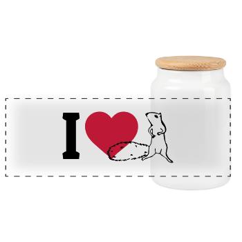 I love Squirrels - Panoramic Cookie Jar with Wooden Lid - white - Front
