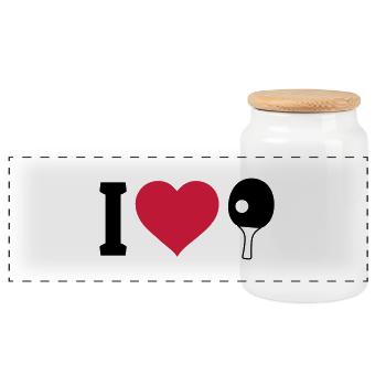 I love table tennis j'aime le tennis de table - Boîte à biscuits avec couvercle en bois - blanc - Devant