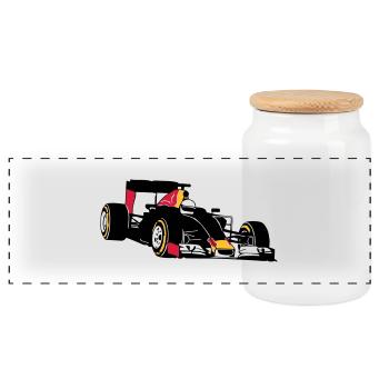 Formela One Racing - Panoramic Cookie Jar with Wooden Lid - white - Front