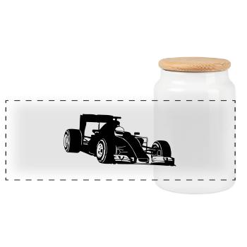 Formela One Racing - Panoramic Cookie Jar with Wooden Lid - white - Front