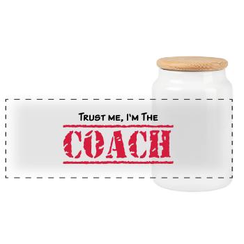 Trust me, I'm the COACH, any colours - Panorama Keksdose mit Holzdeckel - Weiß - Vorne