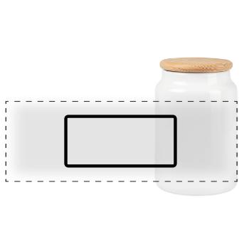 Rectangle - Rechteck - Form - Customize it ! - Panoramic Cookie Jar with Wooden Lid - white - Front