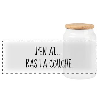 J'en ai ras la couche - Bébé - Naissance - Baby - Boîte à biscuits avec couvercle en bois - blanc - Devant