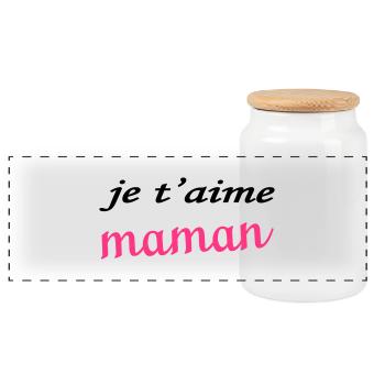 Je t'aime maman - Panoramic Cookie Jar with Wooden Lid - white - Front