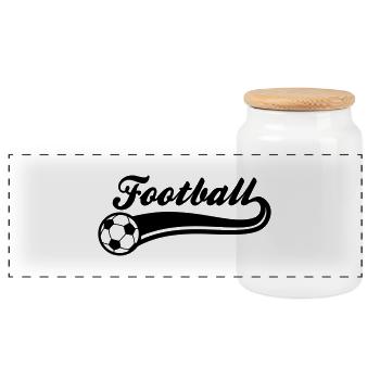 football - Panoramic Cookie Jar with Wooden Lid - white - Front
