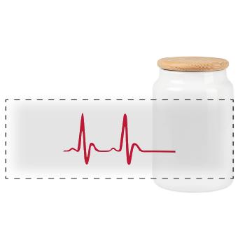 battement de coeur - Boîte à biscuits avec couvercle en bois - blanc - Devant