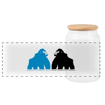 gorillas_02 - Panorama Keksdose mit Holzdeckel - Weiß - Vorne