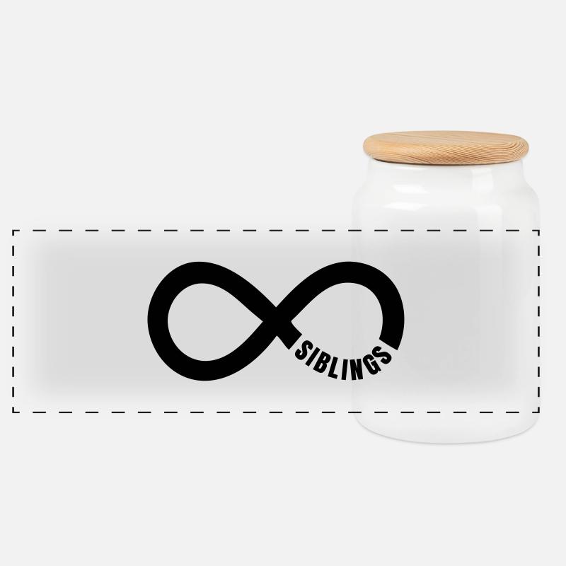Siblings Infinity - Panoramic Cookie Jar with Wooden Lid - white