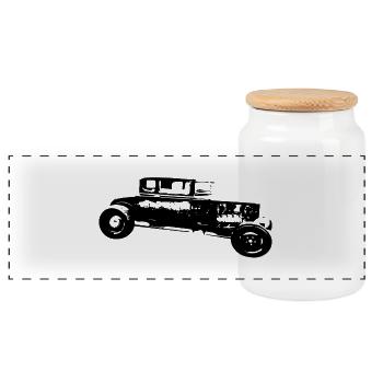 Car - Panoramic Cookie Jar with Wooden Lid - white - Front