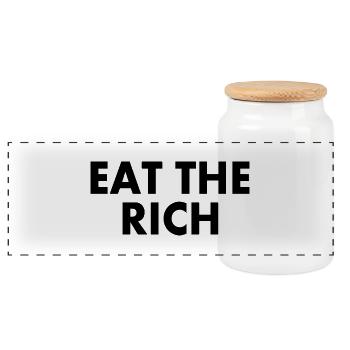 Eat the rich - Panoramic Cookie Jar with Wooden Lid - white - Front