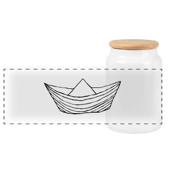 Paper Boat - Panoramic Cookie Jar with Wooden Lid - white - Front