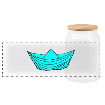 Paper Boat - Panoramic Cookie Jar with Wooden Lid - white - Front