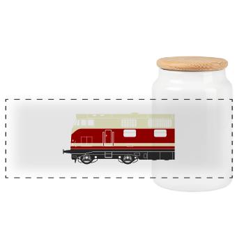 V180 BR 118 halb - Panorama Keksdose mit Holzdeckel - Weiß - Vorne