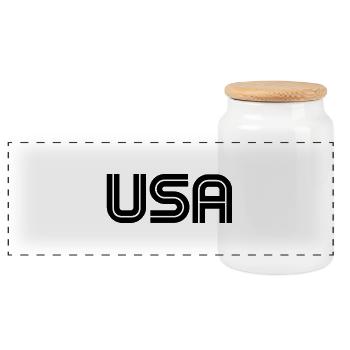 Logo des États-Unis Slogan - États-Unis d’Amérique - Boîte à biscuits avec couvercle en bois - blanc - Devant