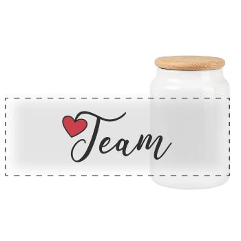 Team Heart - Panoramic Cookie Jar with Wooden Lid - white - Front