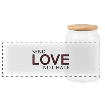 Send Love Not Hate Statement - Panoramic Cookie Jar with Wooden Lid - white - Front