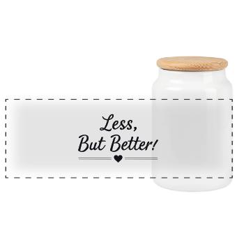 Less But Better Spruch Zitat - Panorama Keksdose mit Holzdeckel - Weiß - Vorne
