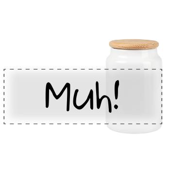 Muh! - Panorama Keksdose mit Holzdeckel - Weiß - Vorne