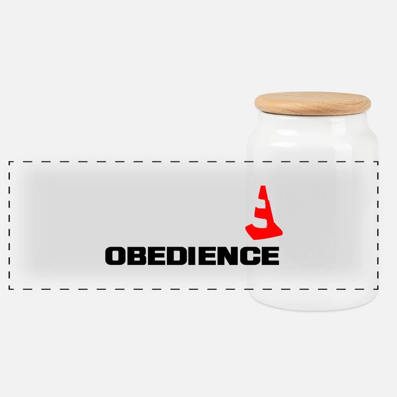 Obedience mit Pylone - Panorama Keksdose mit Holzdeckel - Weiß