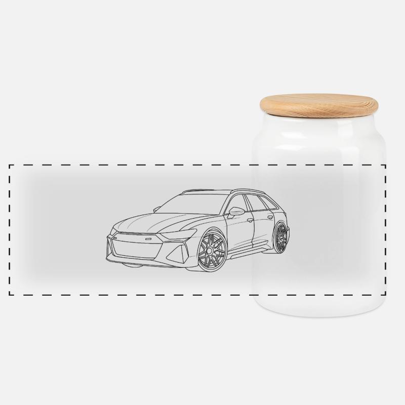 Auto Outline simpel - Panorama Keksdose mit Holzdeckel - Weiß