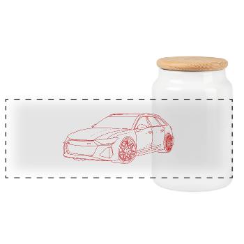 Contour automatique rouge - Boîte à biscuits avec couvercle en bois - blanc - Devant