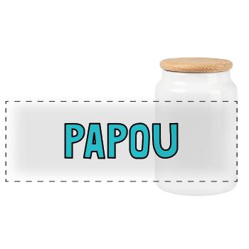 PAPOU. PAPA. FÊTE DES PÈRES. BONNE FÊTE PAPA - Boîte à biscuits avec couvercle en bois - blanc - Devant