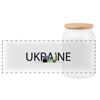 Ukraine Unity Protest College - Panorama Keksdose mit Holzdeckel - Weiß - Vorne