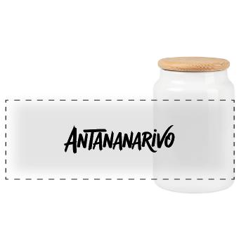 Antananarivo - Panorama Keksdose mit Holzdeckel - Weiß - Vorne