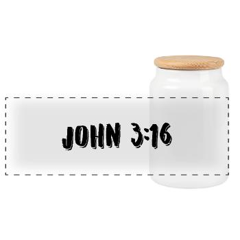 Johannes 3:16 - Panorama Keksdose mit Holzdeckel - Weiß - Vorne