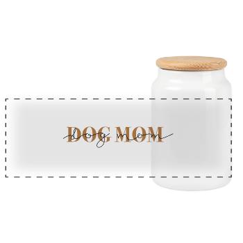 Dog Mom Heartbeat - Panorama Keksdose mit Holzdeckel - Weiß - Vorne