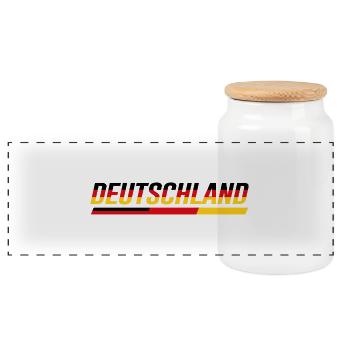 ALLEMAGNE – Look de course à rayures de vitesse - Boîte à biscuits avec couvercle en bois - blanc - Devant