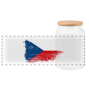 Tschechische Flagge Brush Splash - Panorama Keksdose mit Holzdeckel - Weiß - Vorne
