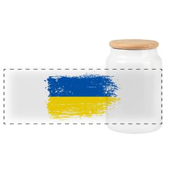 Drapeau Coup de pinceau Ukraine - Boîte à biscuits avec couvercle en bois - blanc - Devant