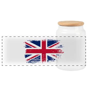Distressed Union Jack Grunge - Panorama Keksdose mit Holzdeckel - Weiß - Vorne