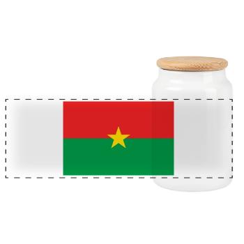 Burkina - Panoramic Cookie Jar with Wooden Lid - white - Front