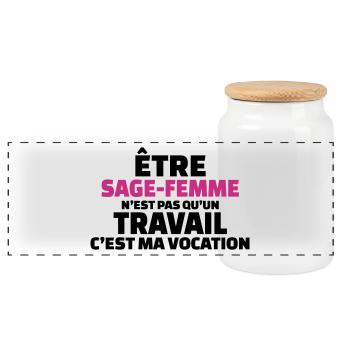 être sage-femme n'est pas qu'un travail - Boîte à biscuits avec couvercle en bois - blanc - Devant