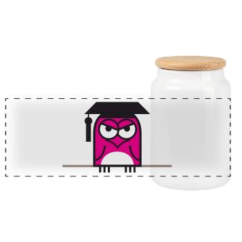 An Owl Sitting On A Line. - Panoramic Cookie Jar with Wooden Lid - white - Front