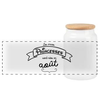 LES VRAIES PRINCESSES SONT NEES EN AOUT - Boîte à biscuits avec couvercle en bois - blanc - Devant
