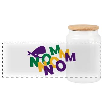 Wal Nom Nom - Panoramic Cookie Jar with Wooden Lid - white - Front