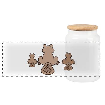 beaver biber nagetier rodents wood water13 - Panorama Keksdose mit Holzdeckel - Weiß - Vorne