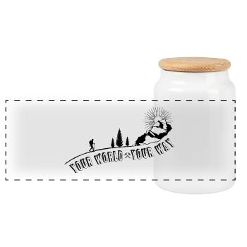 Montagne - Boîte à biscuits avec couvercle en bois - blanc - Devant