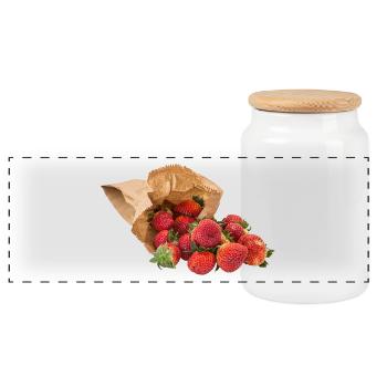 strawberry erdbeeren veggie gemuese fruits60 - Panorama Keksdose mit Holzdeckel - Weiß - Vorne