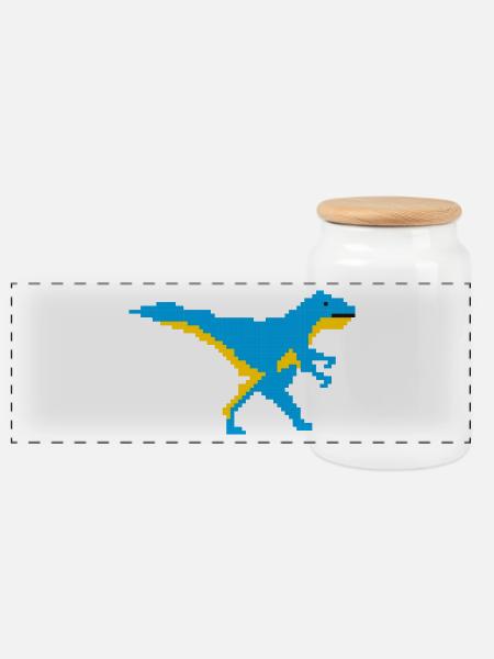  Mosaik Dino - Panorama Keksdose mit Holzdeckel - Weiß