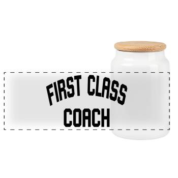 First class coach - Panoramic Cookie Jar with Wooden Lid - white - Front