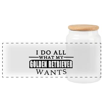 Golden Retriever Dog Shirt - Boîte à biscuits avec couvercle en bois - blanc - Devant
